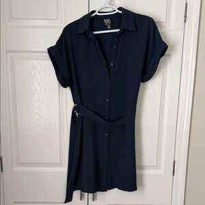 Worthington Navy Button-Down Mini Dress